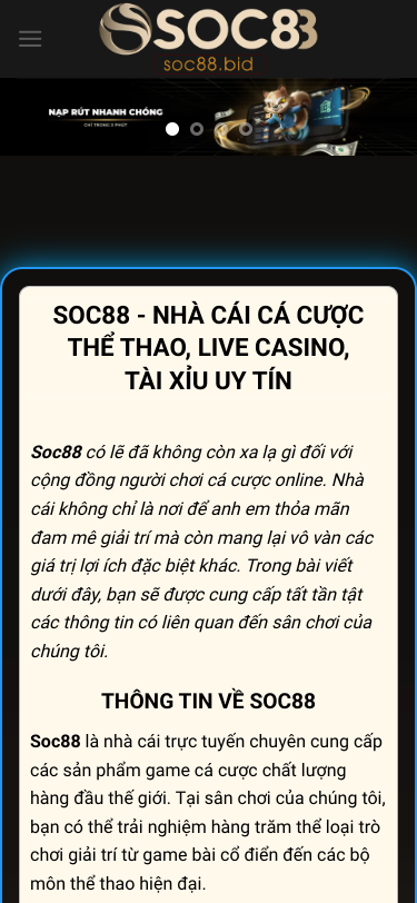 Trải Nghiệm Đỉnh Cao Cùng Https Soc88B.Vip – Địa Chỉ Cá Cược Đáng Tin Cậy Nhất Hiện Nay